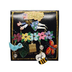Karen Rossi For Silvestri Fanciful Flights Garden Themed Brooch Charms Gift Box